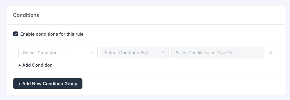 Enable conditions for this rule