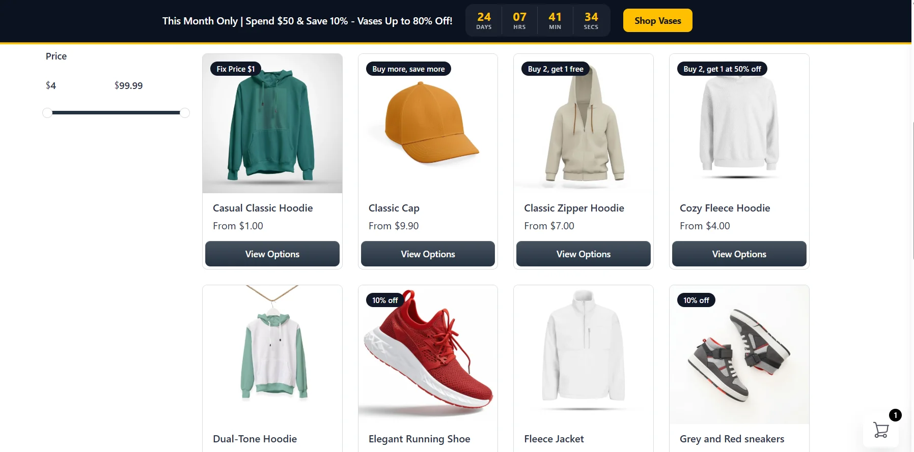 Shop card for Cozy Fleece Hoodie with the Buy 2, get 1 at 50% off badge