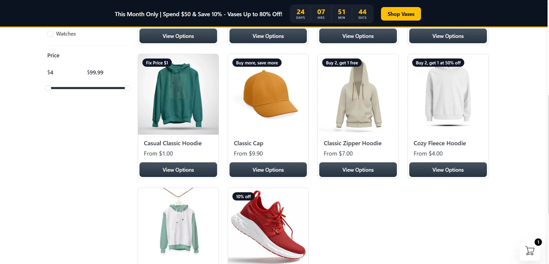Shop card for Classic Zipper Hoodie with the Buy 2, get 1 free badge