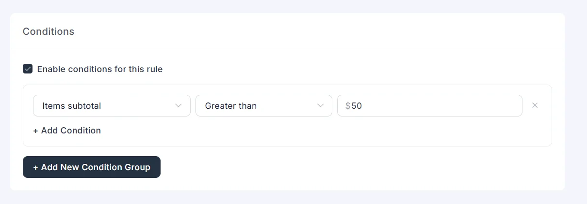 Items subtotal greater than $50
