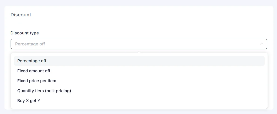 Discount type field