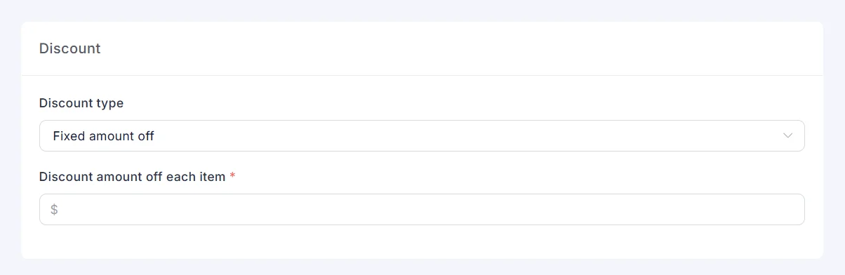 Fixed amount off each item