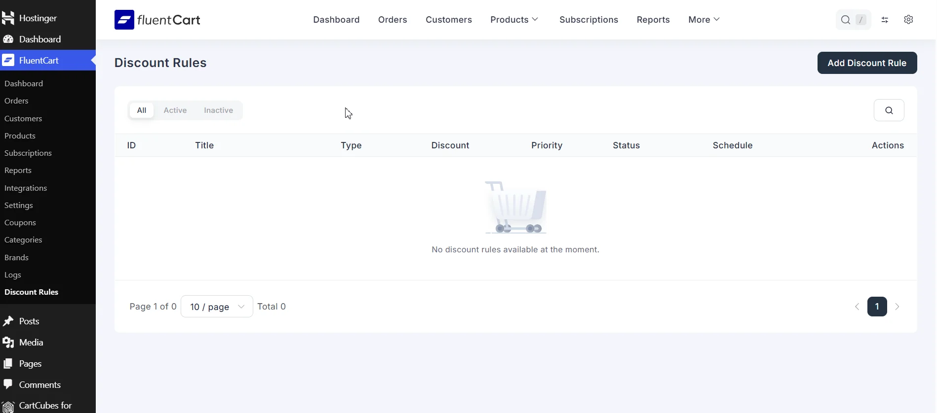 Discount Rules in the FluentCart admin menu