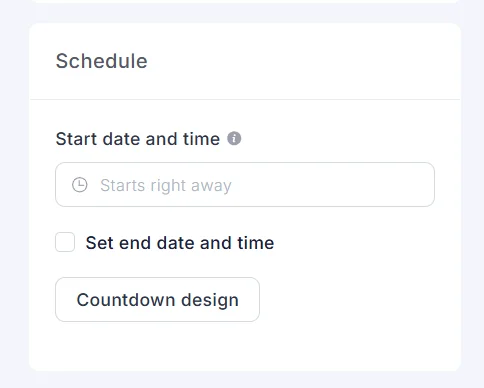 Schedule with start date and set end date