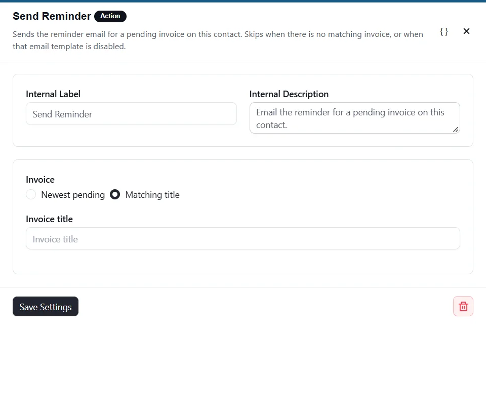 Send Reminder action in FluentCRM