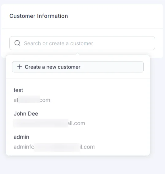 Choose a FluentCart customer for the invoice