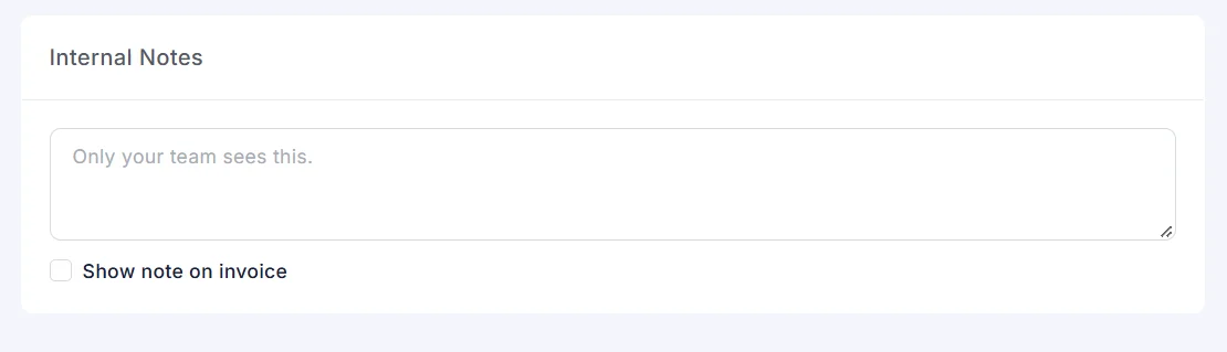 Private admin notes on an invoice
