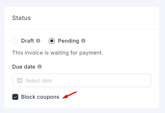 Block coupons on invoice checkout