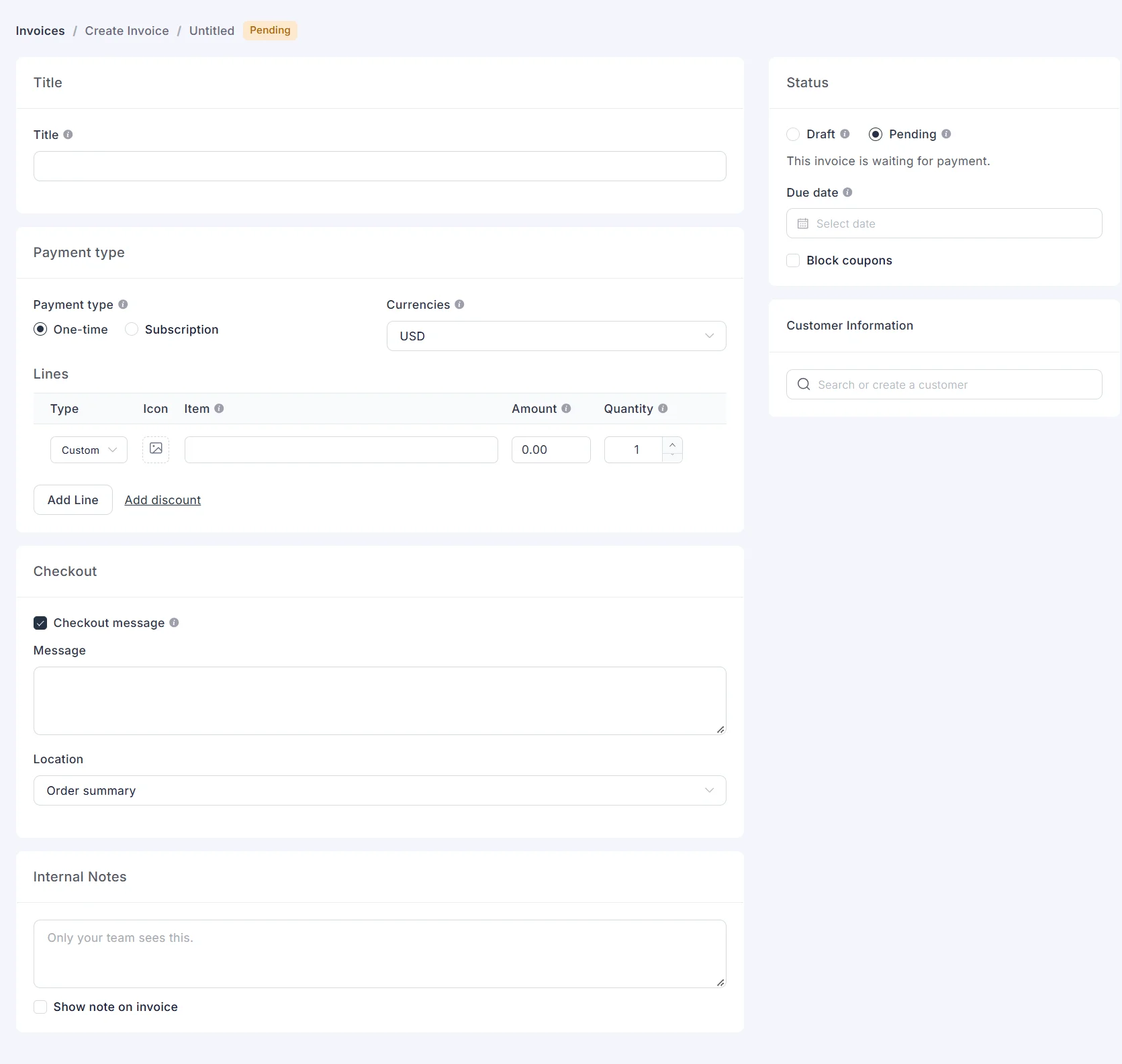 Create or edit an invoice in FluentCart