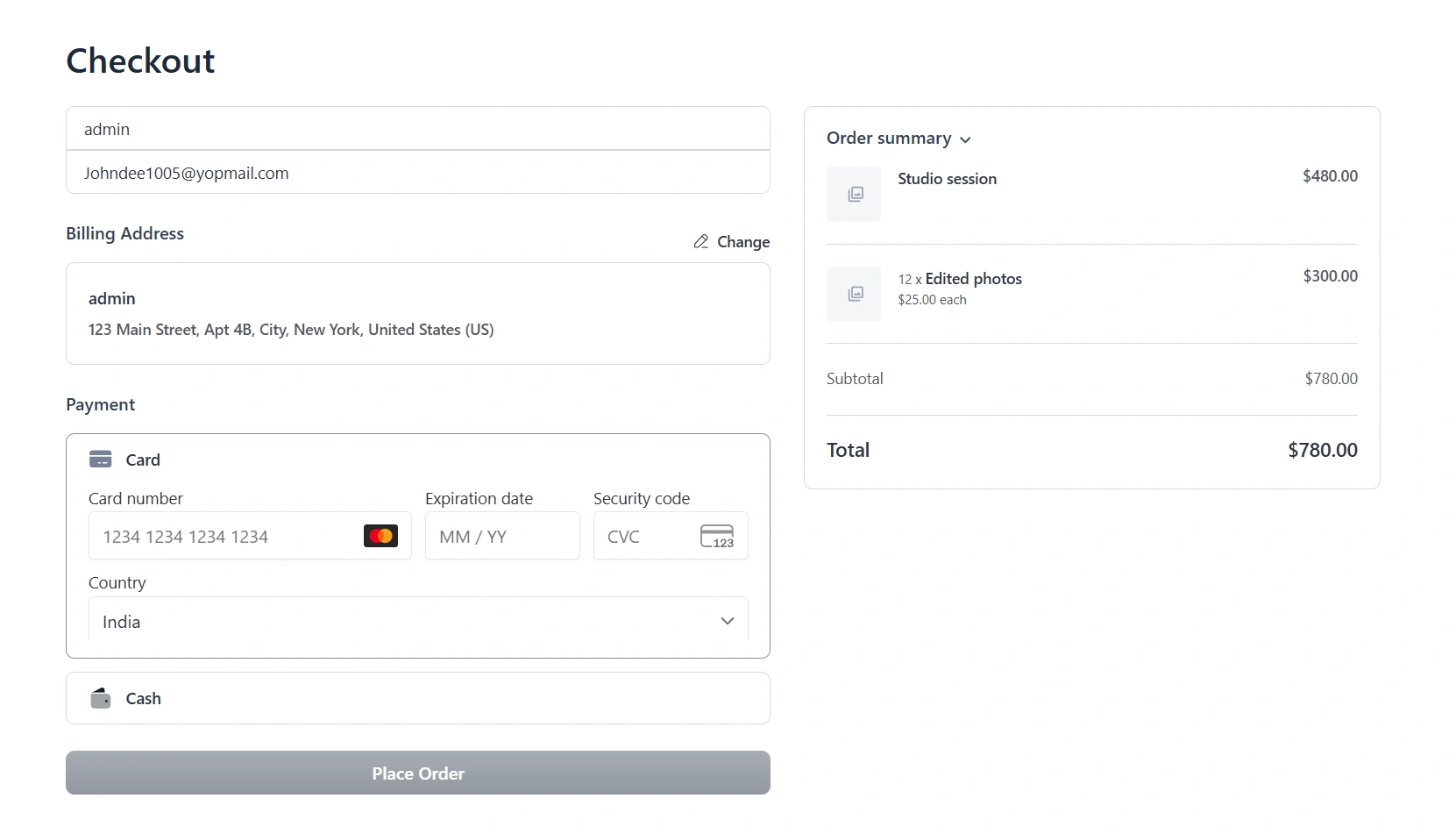 Checkout with coupons blocked on the Pay Now link