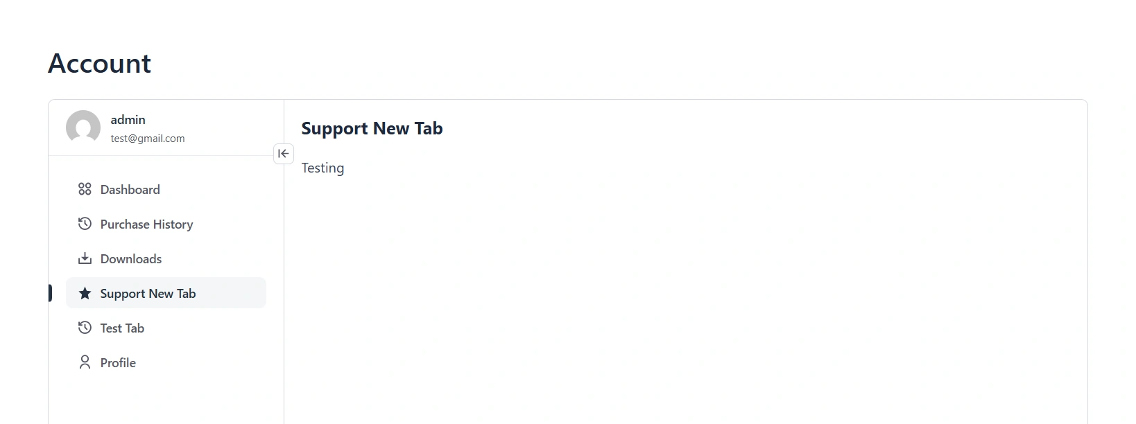 Custom tab in the customer portal