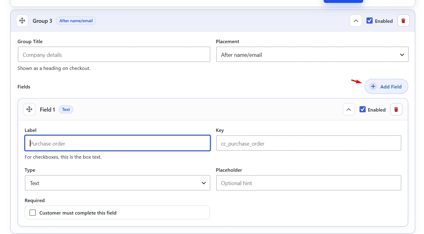Add a new checkout field