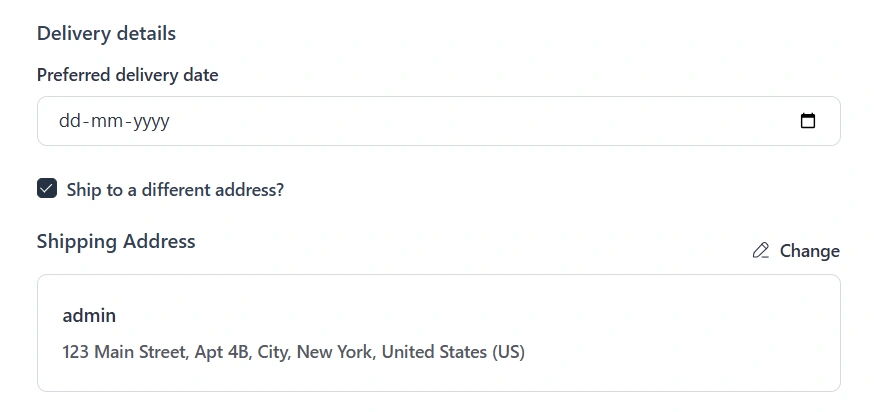 Date field on the FluentCart checkout page
