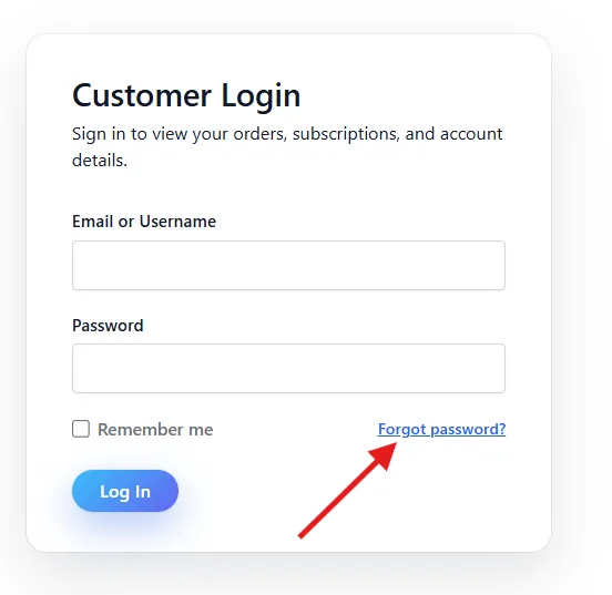 Forgot password link