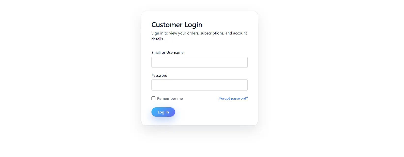 Login title on the storefront