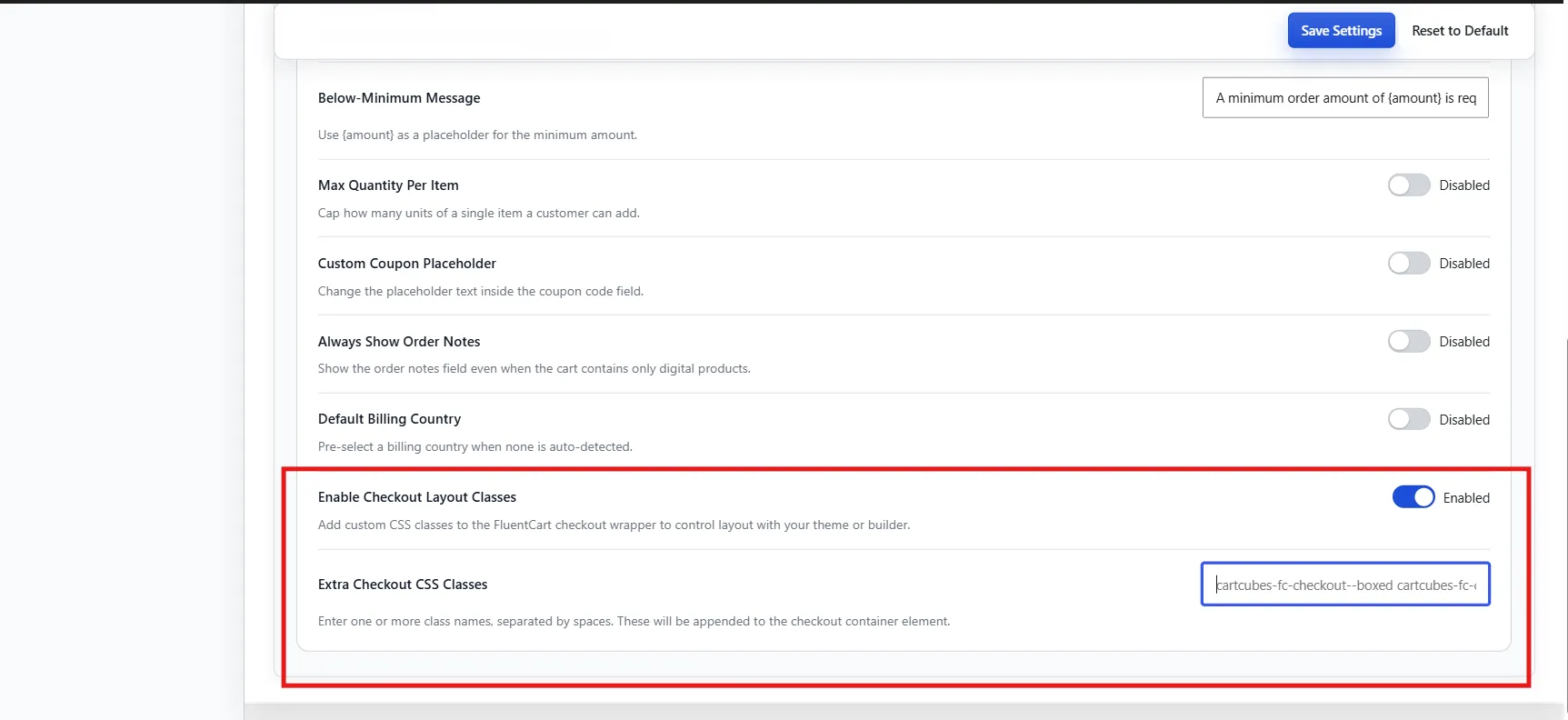 Extra checkout CSS classes