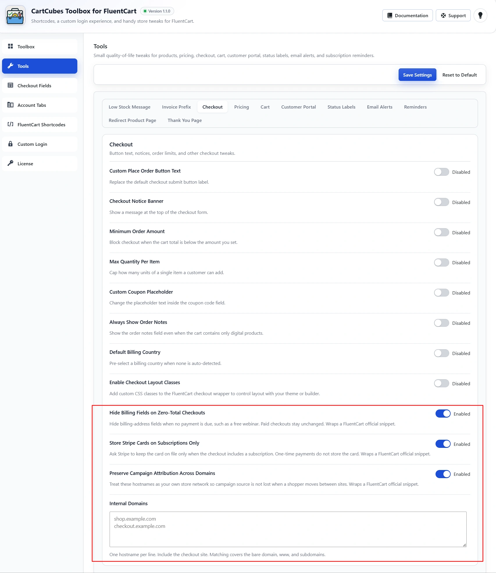Hide billing on zero-total checkouts, store Stripe cards on subscriptions only and preserve campaign attribution