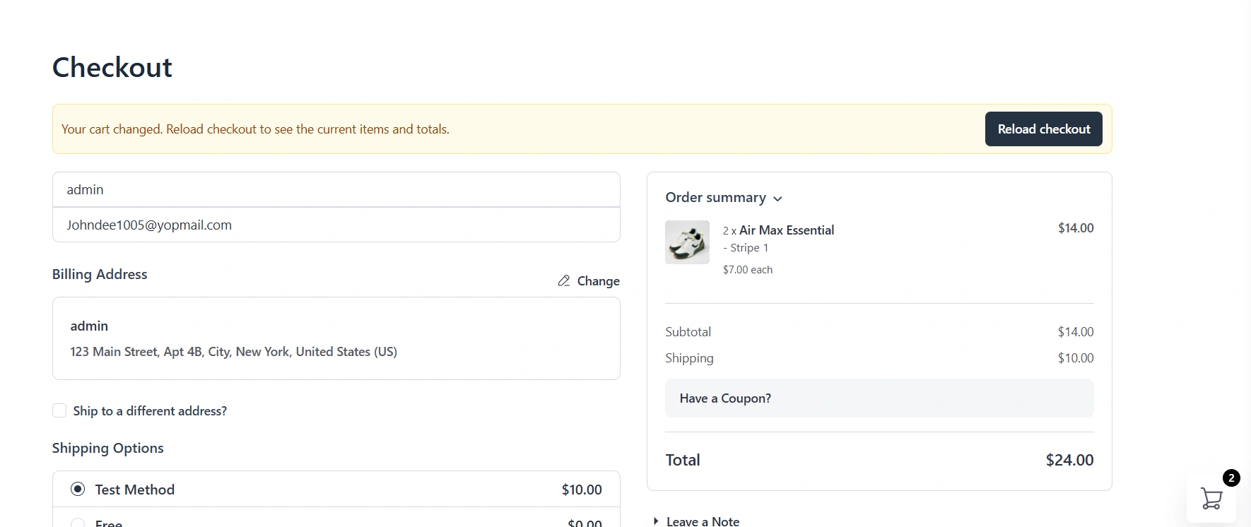 Reload banner on checkout after the cart changed in another tab