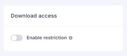 Enable restriction on the product