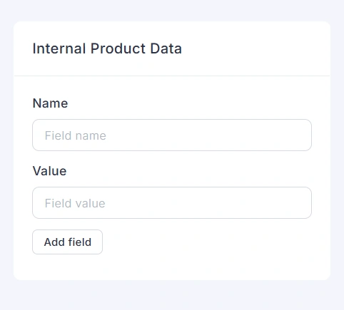 Internal Product Data on the product editor