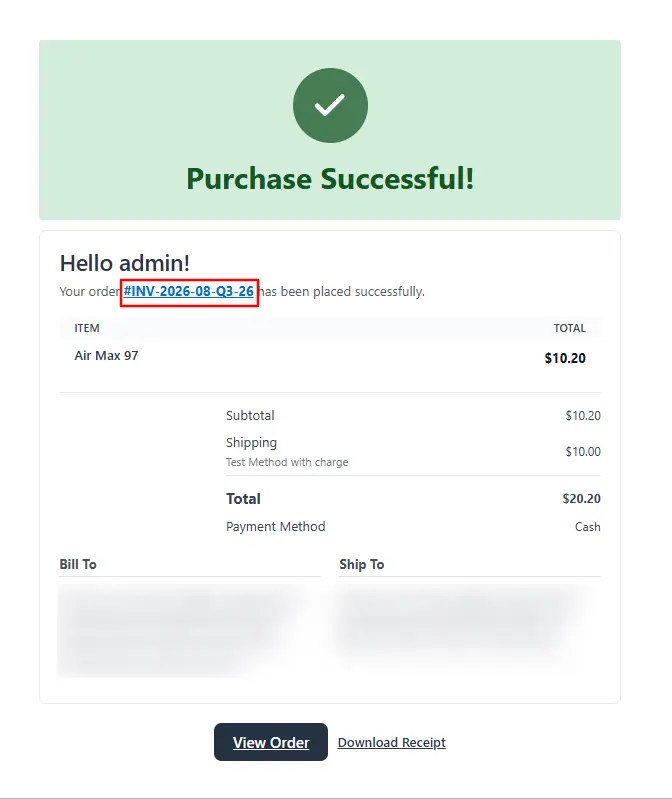 Generated invoice number