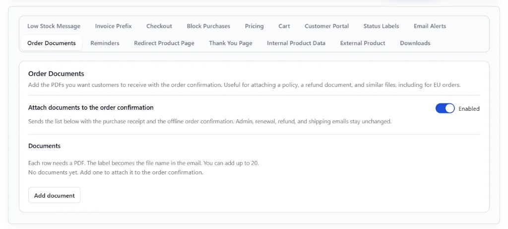 Order Documents before any PDFs are added