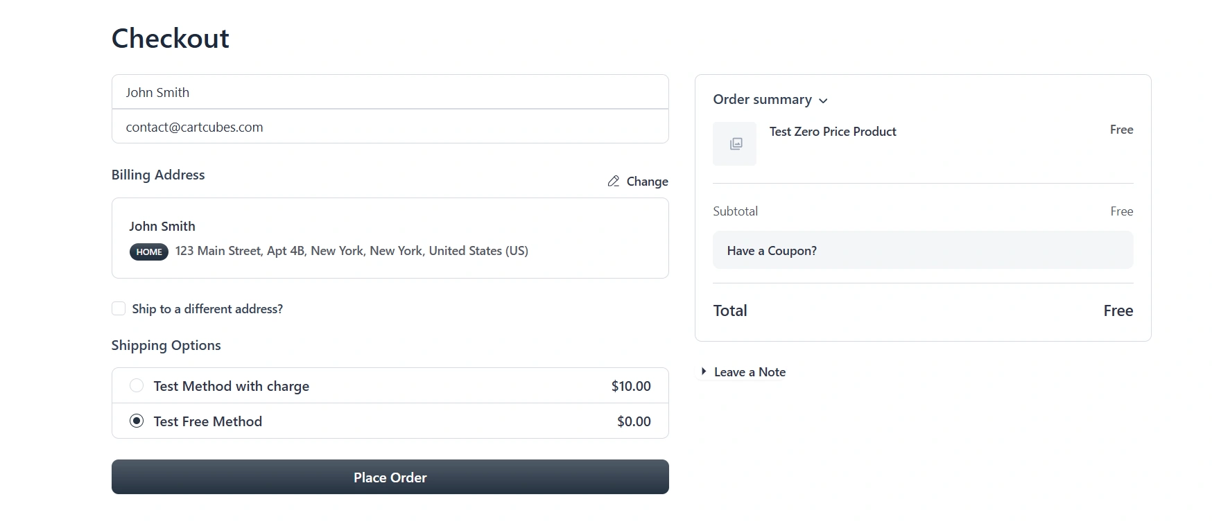 Free label on checkout