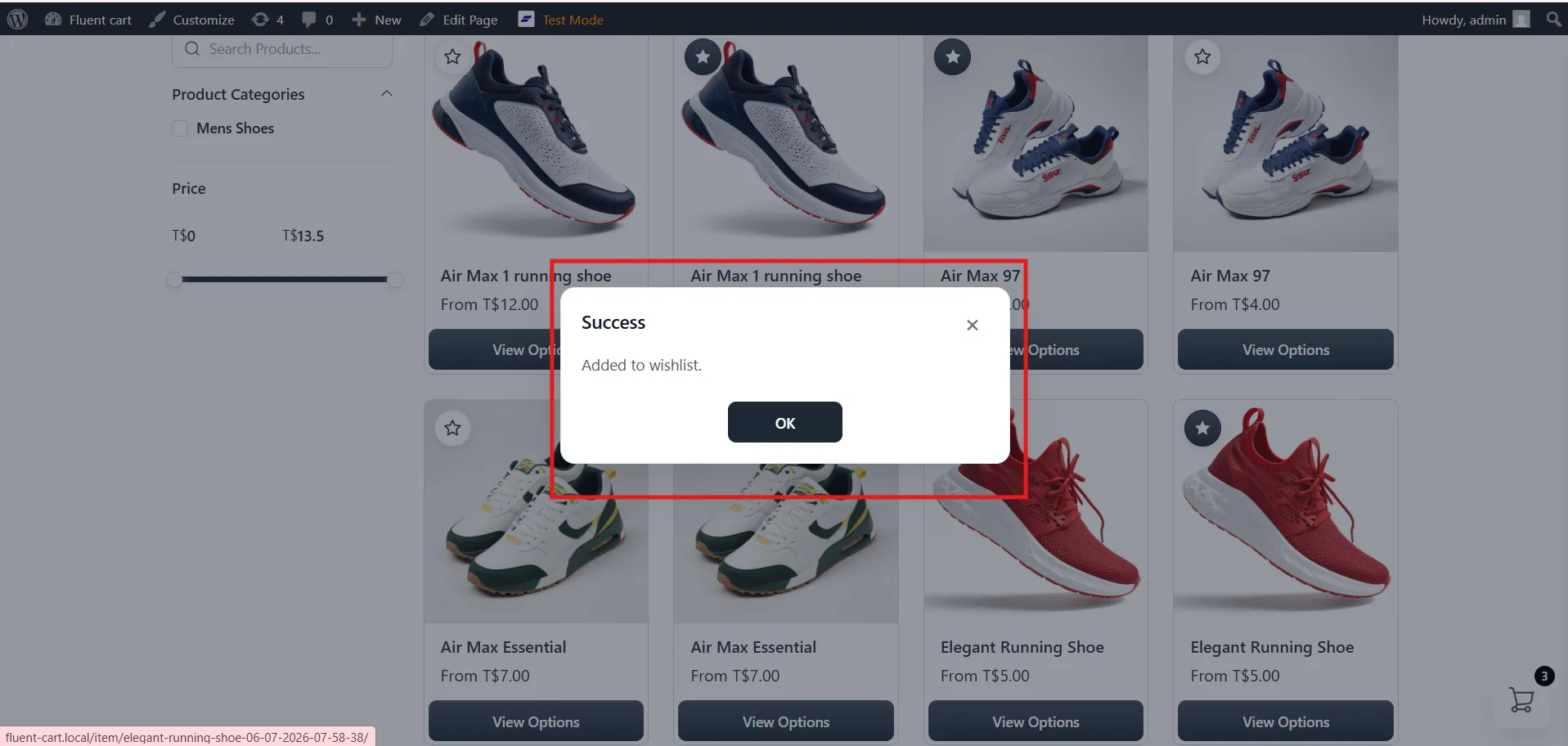Confirmation modal after adding
