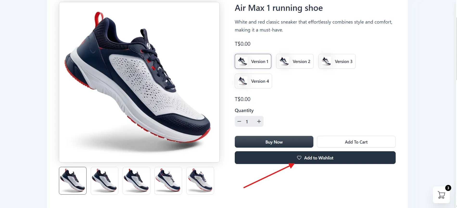Full wishlist button on a product page
