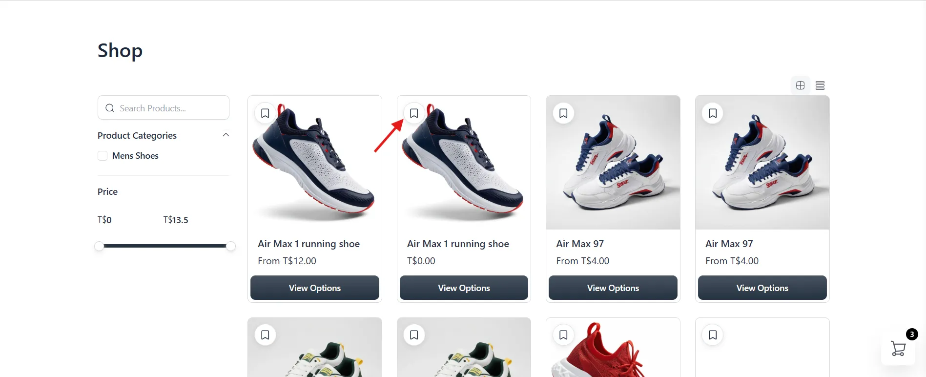 Bookmark icon on the storefront
