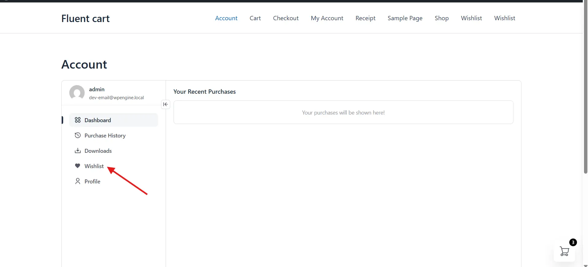 Wishlist tab in the customer portal
