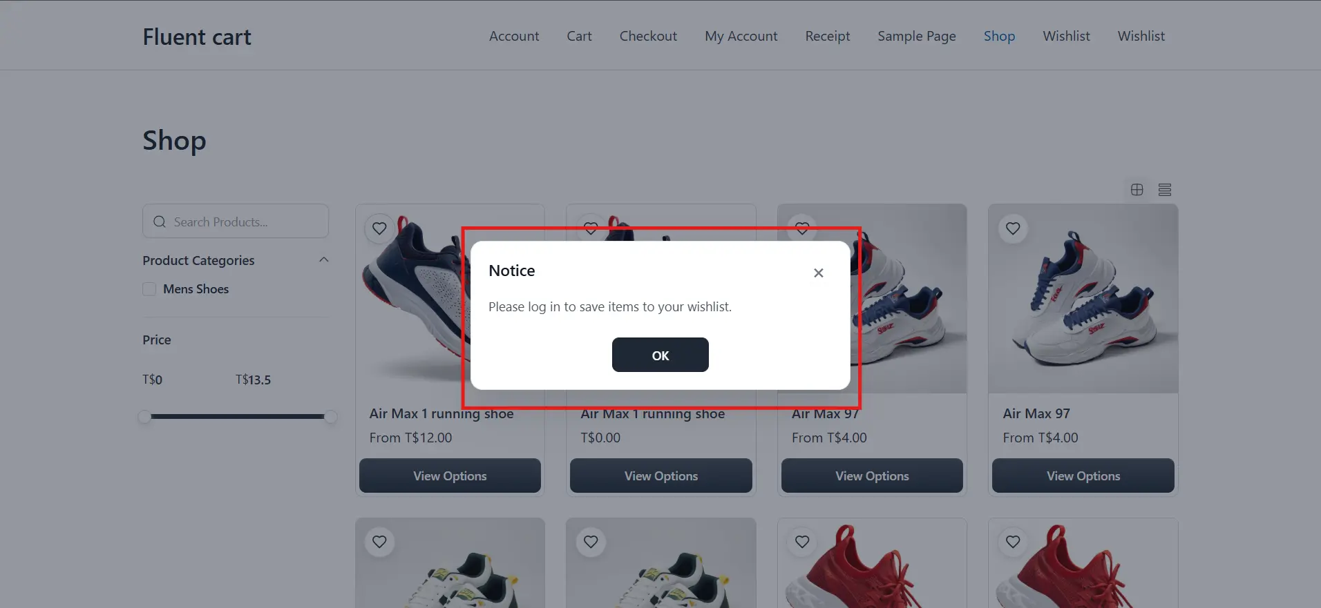 Login prompt for guests