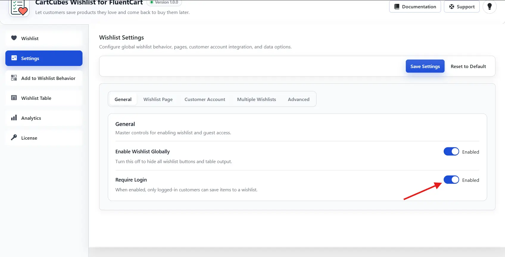 Require login setting