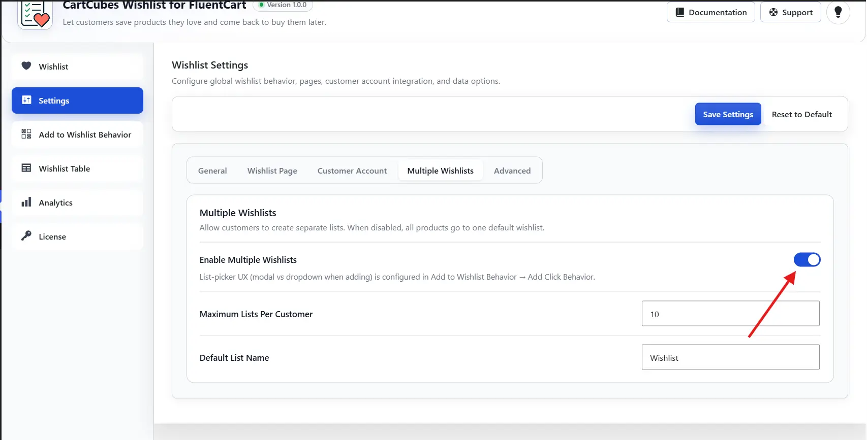Enable multiple wishlists