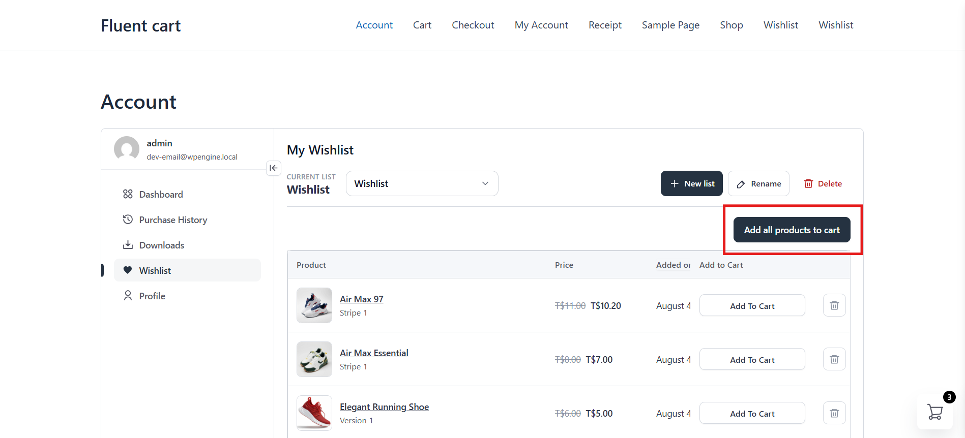 Add all to cart button